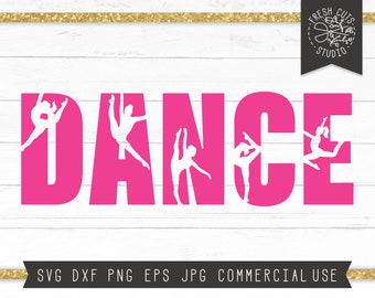 Dance SVG Cut File per Cricut, Dance Word Svg, Dancer Silhouette SVG Clipart, SVG for Dancers, Dance Team Svg Dxf Png, Download istantaneo