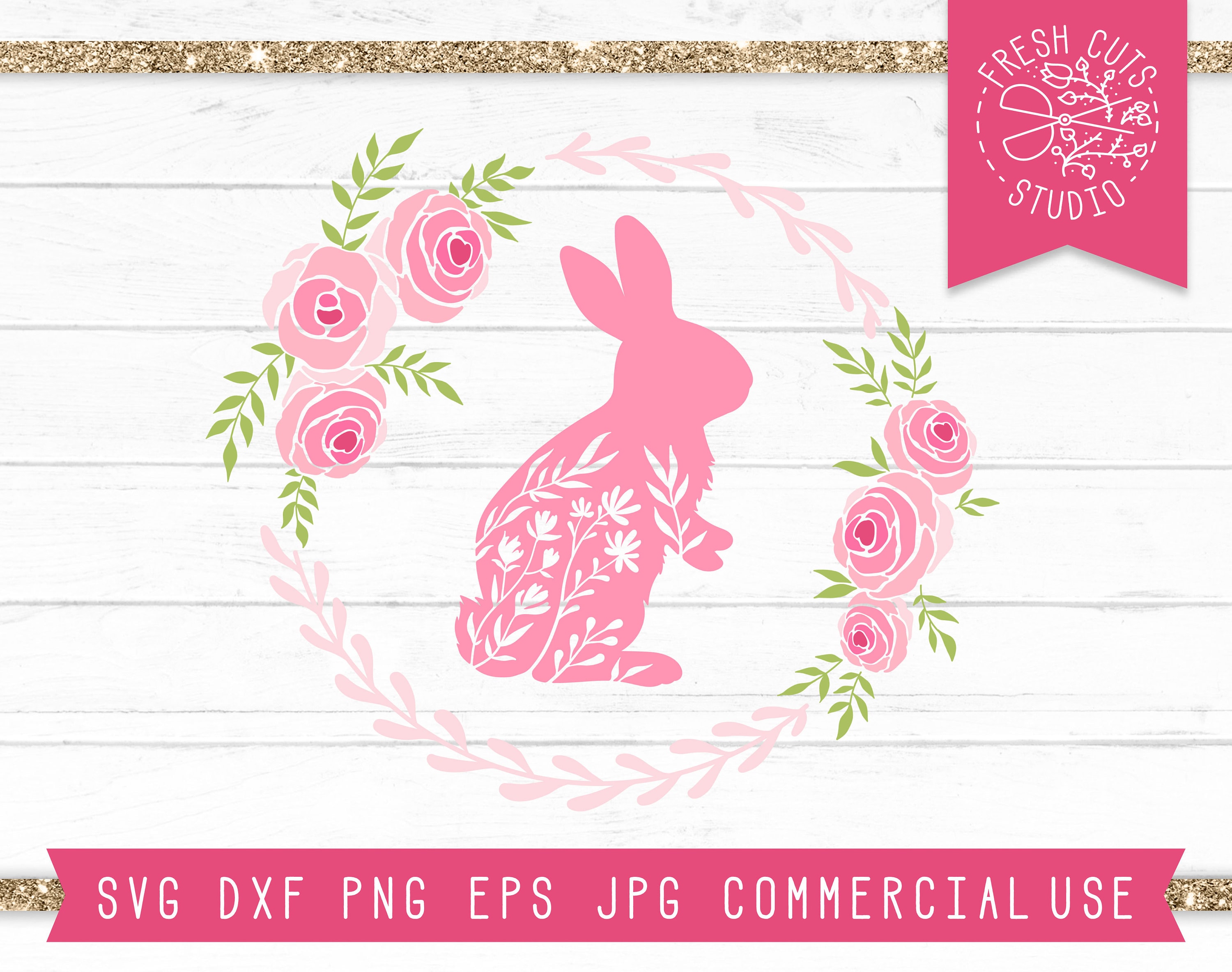 Rabbit SVG, Floral Rabbit SVG, Rabbit Silhouette SVG, Baby Girl Svg ...