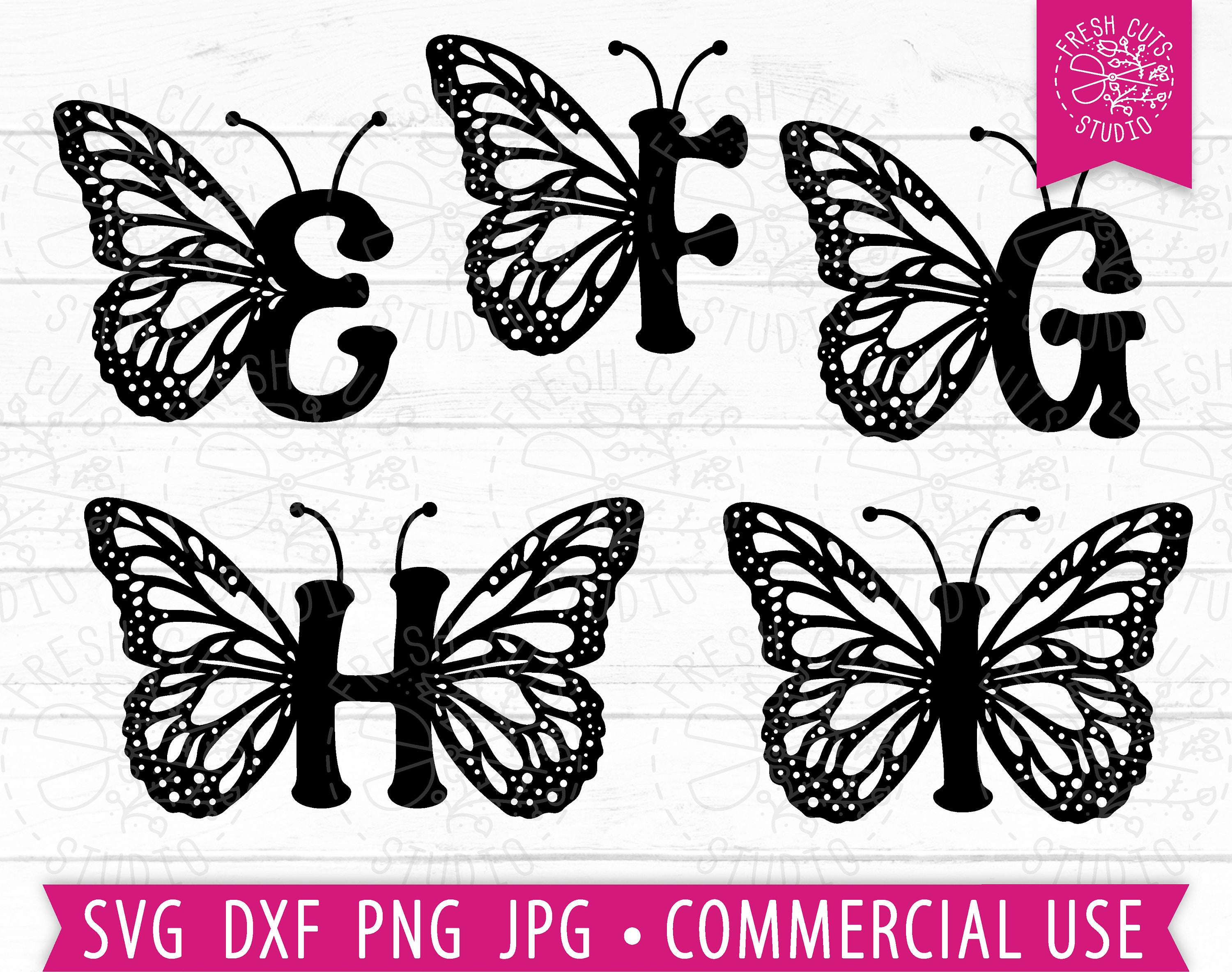 Butterfly Letters SVG Alphabet Cut Files Individual Letters - Etsy