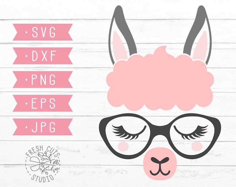 Download Llama Face with Glasses SVG Design Llama Face svg Llama ...