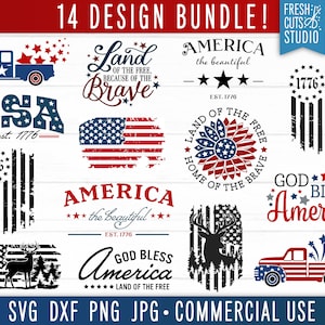 4th of July SVG Bundle, July 4th SVG, Independence Day svg, Rustic July Fourth, USA Flag, 1776, Deer, We the People, God Bless America svg