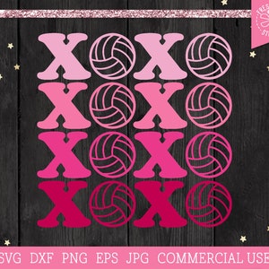 XOXO Retro Valentine Volleyball SVG Cut File pour Cricut, Sublimation Valentine Png, Volleyball maman, Coach svg, Chemise Love Volleyball, Bisous