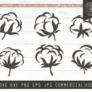 Katoen SVG Cut File voor Cricut, Cotton Silhouette Svg, Cotton Ball SVG, Cotton Plant Svg Cutting File, Eps Jpg Dxf Png, Instant Download