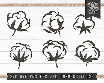 Cricut 用コットン SVG カット ファイル、コットン シルエット SVG、コットン ボール SVG、コットン プラント SVG カット ファイル、Eps Jpg Dxf Png、即時ダウンロード