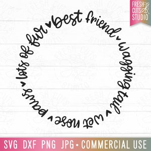 Dog Frame SVG, Dog Mom svg Cut File, Veel bont, Beste Vriend, kwispelende staart, natte neus, Poten, Dog Lover svg, Monogram Dog svg, Voeg je huisdier toe