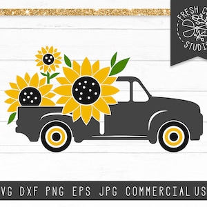 Sunflower Truck SVG Cut File for Cricut, Flower Truck svg, Sunflower svg, Truck with Flowers svg, Spring Svg, Farmhouse Svg, Easter Garden