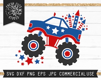 Monster Truck SVG for Boys, 4th of July Svg, Fireworks svg, Firework Truck svg, Fourth of July Truck, 4th of July Svg Shirt Instant Download