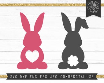 Bunny Rabbit SVG Cut File Instant Download, Heart Bunny Svg, Easter Svg, Easter Cutting Files for Cricut, Rabbit Monogram Frame Silhouette