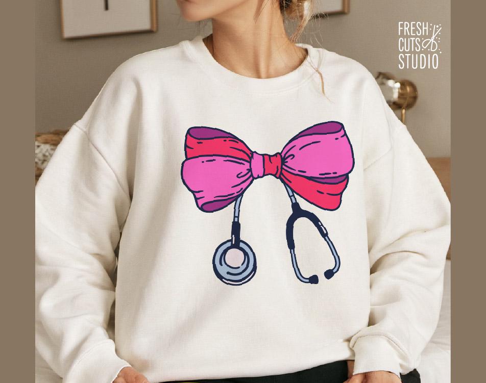 Bow Stethoscope SVG Coquette Preppy Nurse Cut File for Cricut ...