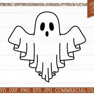 Ghost SVG Halloween Cut file for Cricut, Fall Clipart, Simple Line Art Ghost Drawing, Commercial Use, Png dxf eps jpg
