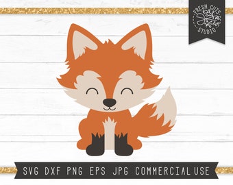 Fox SVG Cut File for Cricut, Fox Clipart Instant Download, Cute Baby Fox Svg, Dxf, Png, Eps, Woodland Svg Animal