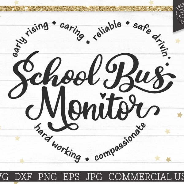 School Bus Monitor SVG Cut File for Cricut Silhouette, Teacher svg, School, Early Rising, Commercial Use svg dxf png jpg eps