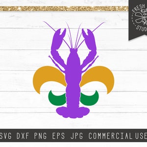 Crawfish SVG Instant Download, Fleur De Lis svg, Mardi Gras SVG, Fleur de Lis Crawfish Svg Cut File for Cricut, Silhouette, New Orleans svg