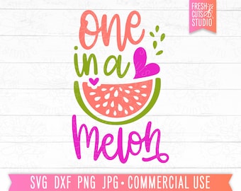 One In A Melon SVG Baby Cut File, Cute Baby Quote svg, One Year Old svg, First Birthday svg, Watermelon svg Girls Shirt Design, Summer Quote