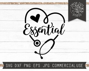 Essential SVG Nurse Cut File for Cricut, Instant Download, Nurse Svg, Stethoscope Svg, Stethoscope Heart svg Cuttable, Doctor svg, Emt svg