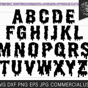 Drippy Font Letters SVG Cut Files for Cricut for Silhouette, Drip Spooky Letters Svg, Halloween Letters Clipart, Blood Slime Letters Png Dxf