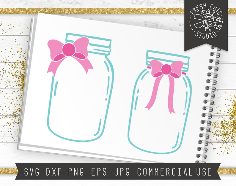 Download Jar Svg Bow Mason Jar Svg Jar with Bow Svg Cut File for | Etsy