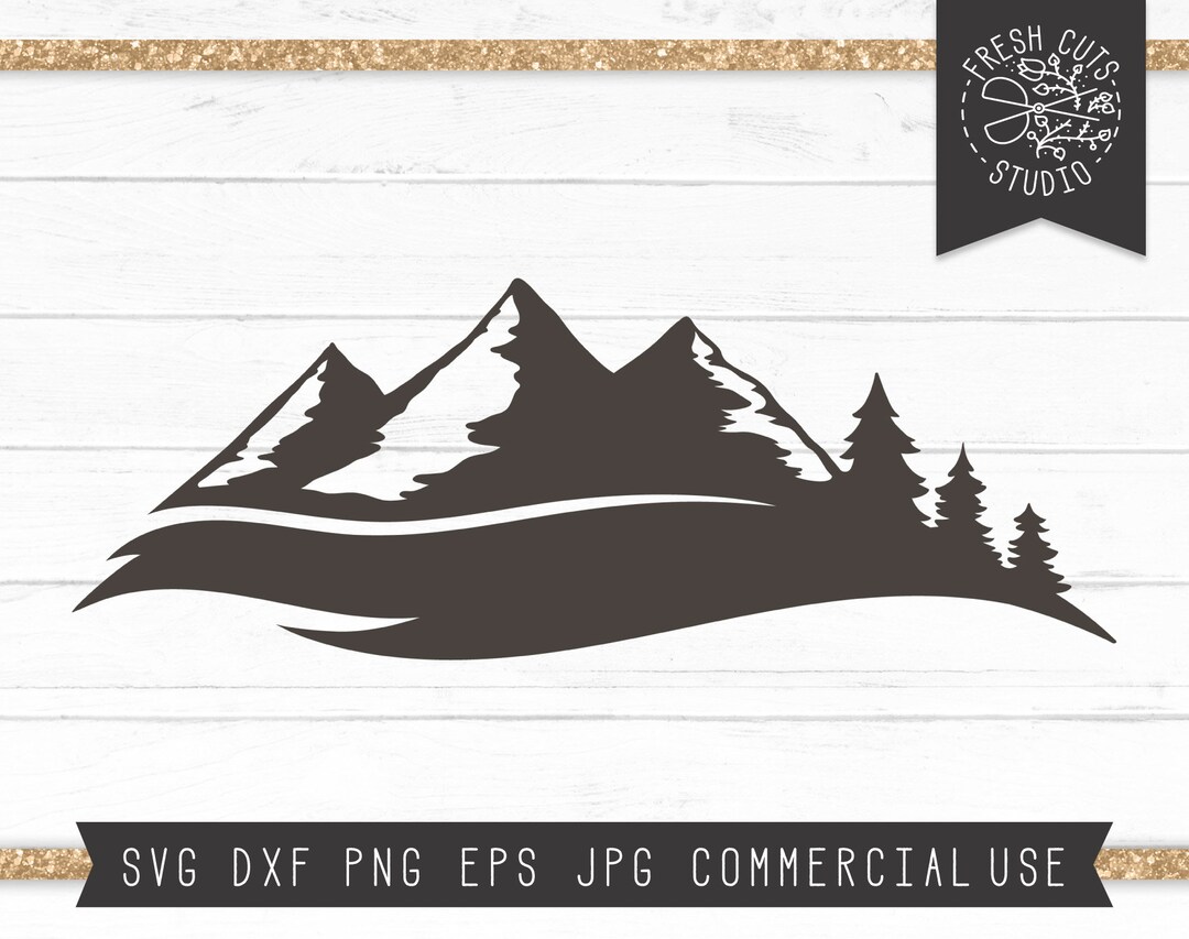Mountains SVG, Mountain Lake SVG Cut File, Forest Svg, Pine Trees Svg
