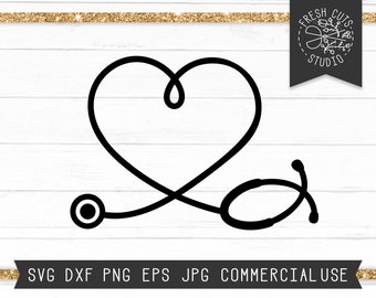 Stethoscope Heart Monogram Frame SVG Cut File for Cricut Design, Instant Download, Silhouette, Cameo, Heart Stethoscope SVG Cutting File Dxf