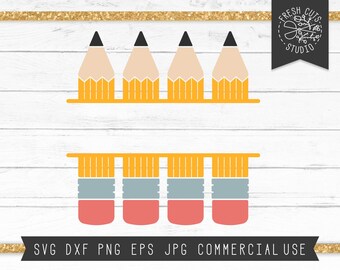 Pencil SVG, Pencil Monogram SVG Cut File for Cricut, Pencil Split Frame Svg Back to School, Silhouette, School Cut File, Teacher Gift svg
