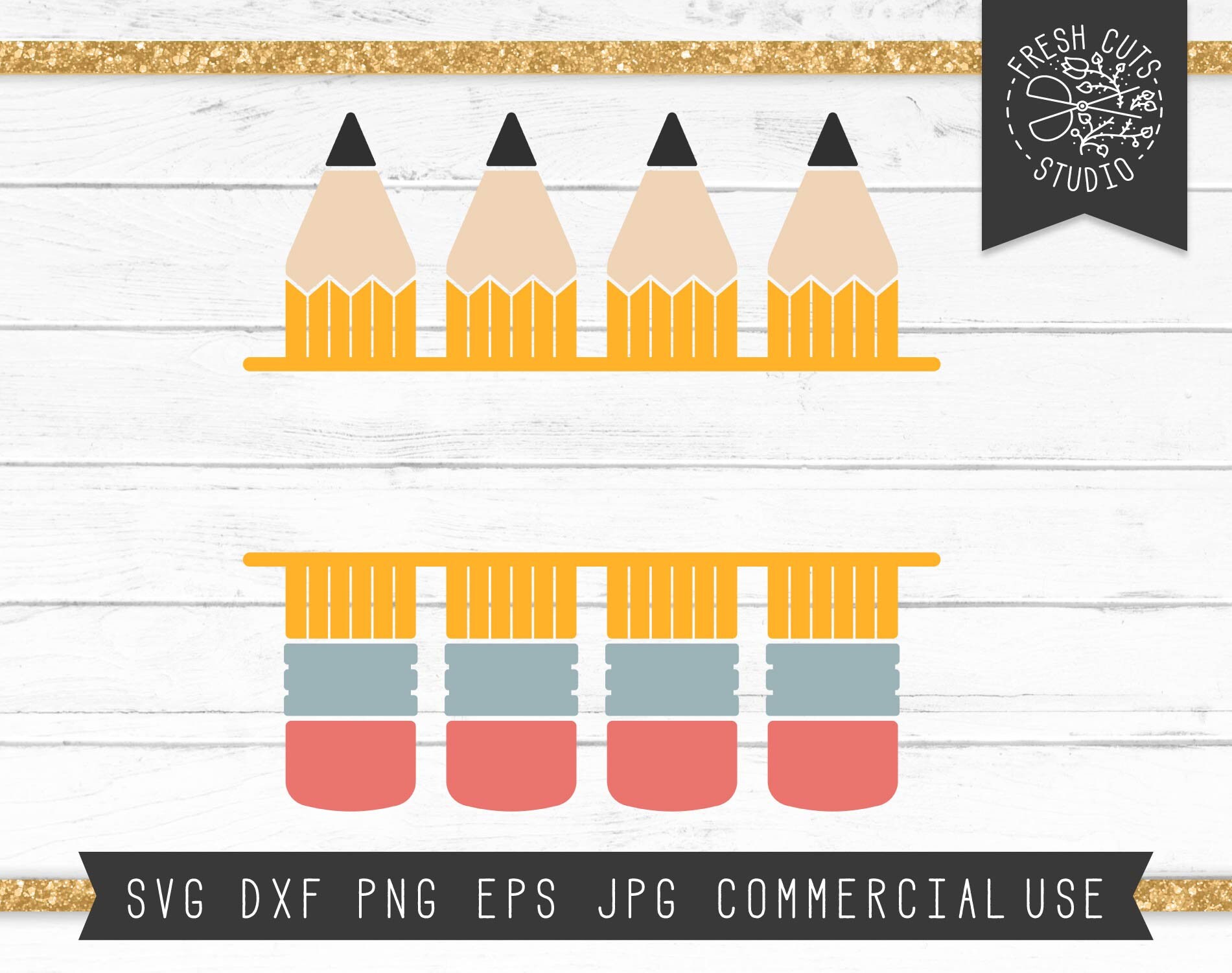 Pencil SVG, Pencil Monogram SVG Cut File for Cricut, Pencil Split Frame ...