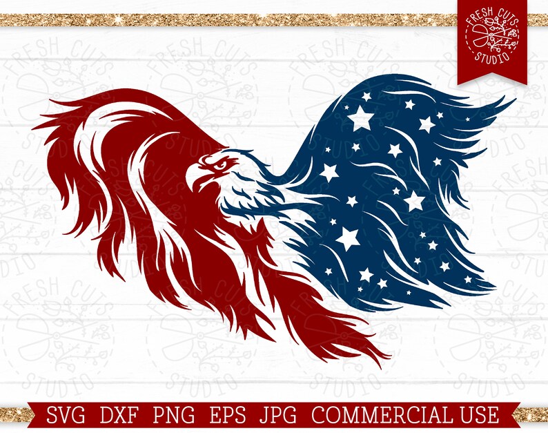 Bald Eagle SVG American Flag Cut File for Cricut Silhouette, Distressed ...