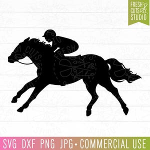 Horse Jockey SVG Horse Racing Silhouette Cut File, Instant Download jpg dxf eps Vector Clipart Image for Cutting Machines and Sublimation