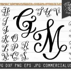 Fancy Letters SVG Cut Files for Cricut, Monogram Letters, Fancy Alphabet for Personalization, Letters Dxf, Instant Download Silhouette Files