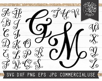 Ausgefallene Buchstaben SVG schneiden Dateien für Cricut, Monogramm Buchstaben, ausgefallene Alphabet für Personalisierung, Buchstaben Dxf, Instant Download Silhouette Dateien