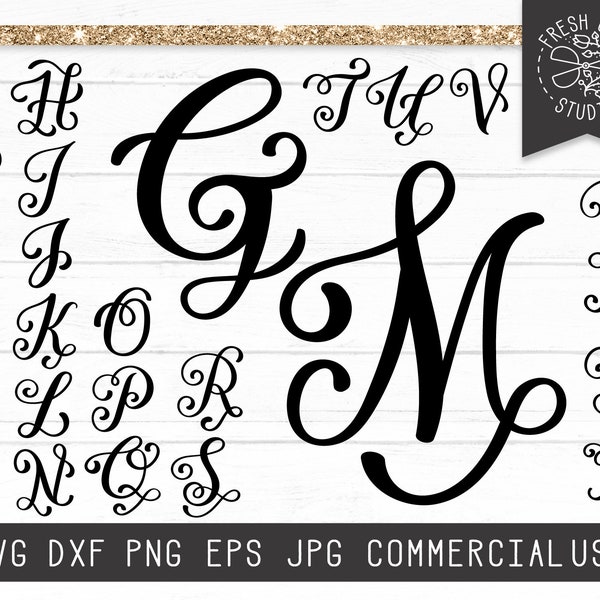 Fancy Letters SVG Cut Files for Cricut, Monogramme Letters, Fancy Alphabet for Personalization, Letters Dxf, Instant Download Silhouette Files