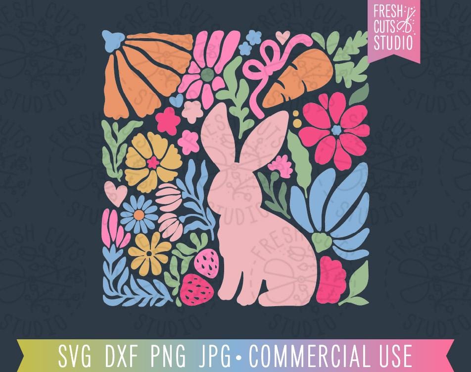 Boho Spring Bunny SVG, Boho Easter Shirt Cut File for Cricut Silhouette ...