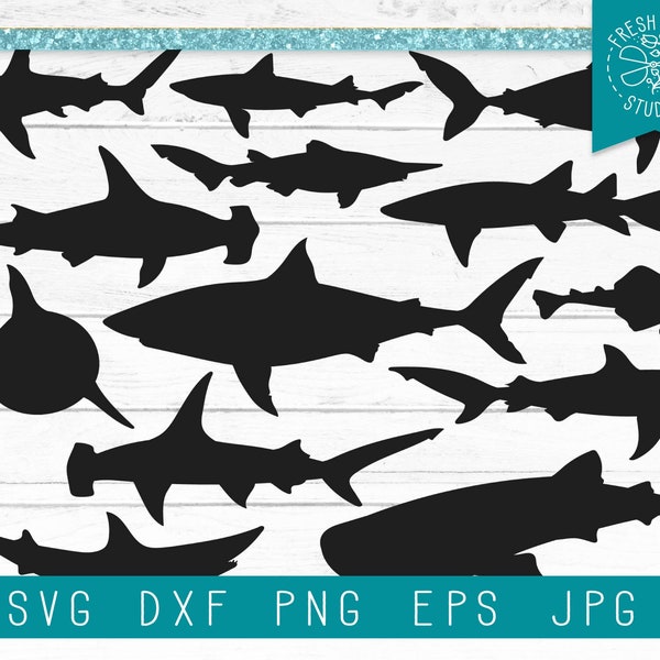 Shark SVG Cut Files for Cricut, Shark Silhouettes SVG Design, Instant Download, Hammerhead Svg, Great White svg, Shark Species Svg Dxf Png