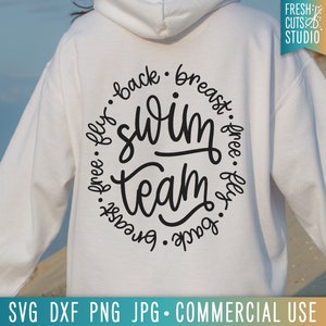 Swim Team SVG Swimmer Cut File, Gift for Swimmer, Swim Mama, Swim Mom svg, SVG for Swim Sublimation, Fly Back Free Breast Stroke, dxf jpg