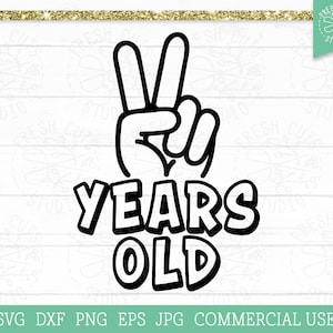 Two Years Old SVG 2nd Birthday SVG Plotterdatei Design für Kinder Shirt, Peace Zeichen, Baby Boy svg, Baby Mädchen Svg, Happy Birthday, 2 Year Old