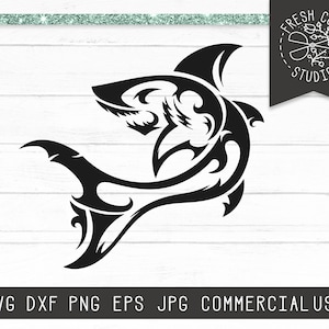 Shark SVG Instant Download, Tribal Shark SVG, Shark Tattoo Svg File, Shark Cut File for Cricut, Shark Clipart, Great White, Shark dxf png