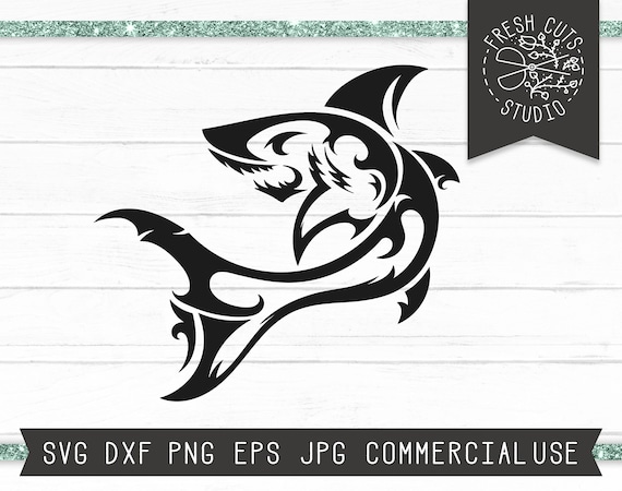 Shark Svg Instant Download Tribal Shark Svg Shark Tattoo Svg Etsy