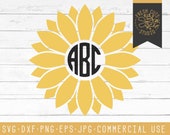 Sunflower Monogram SVG, Floral Frame Cut File (Digital Download)