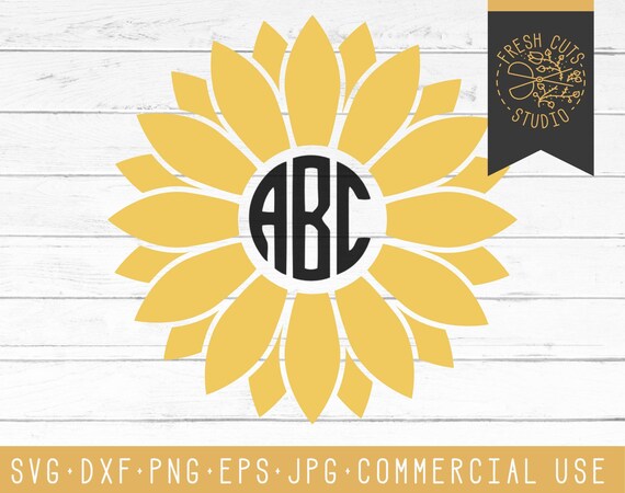 Sunflower SVG Flower Sunflower Monogram Frame Flower | Etsy