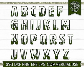Forest Font Letters SVG Cut Files for Cricut for Silhouette, Pine Tree Letters Svg png eps dxf, Instant Download, Wilderness Font Letters