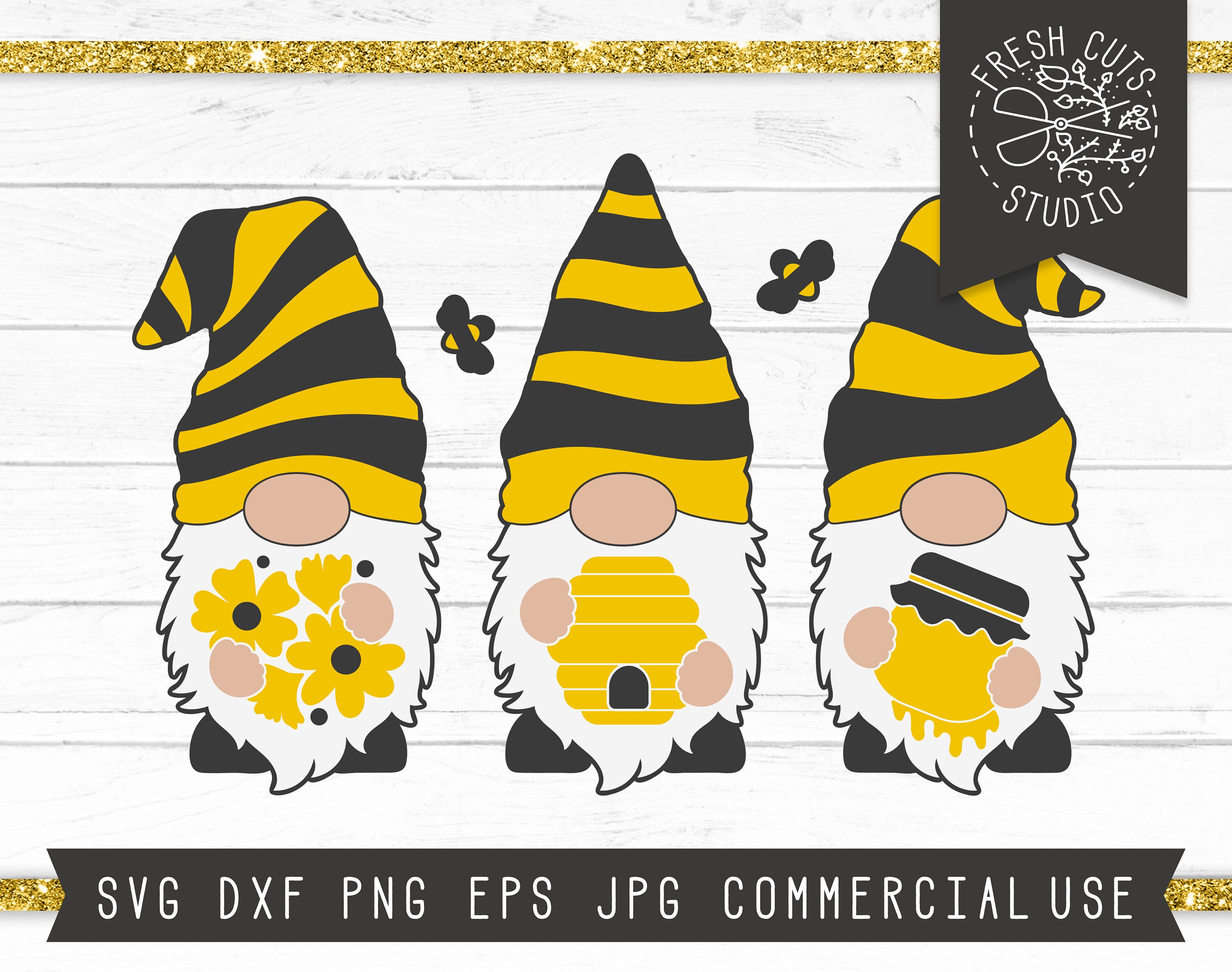 Bumble Bee Gnomes Digital Stamp Graphic by CatAndMe · Creative Fabrica