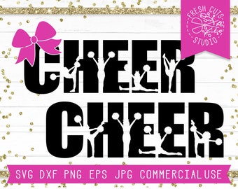 Cheer SVG-fil direktnedladdning, Cheer Cut-fil för Cricut, Cheerleader svg, Cheer Word SVG, Cheerleading svg, Cheer Shirt SVG för flickor