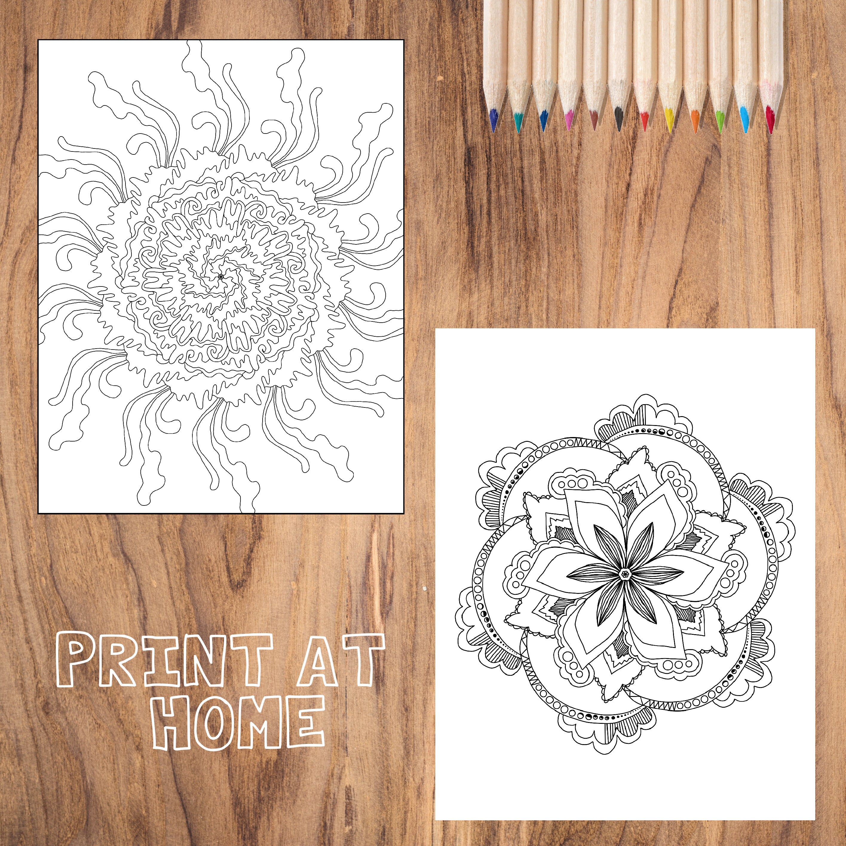 Trippy Mandala Coloring Pages Instant PDF Download Coloring | Etsy