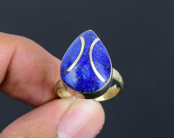 Bague Réglable En Lapis-lazuli Et Corail – Argent Plaqué, Bijou Tibétain Artisanal, Neuf Sans Emballage