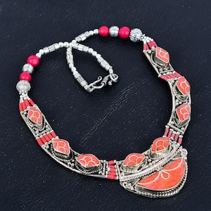 Red Coral Necklace By VaidikJewels Tibetan Silver Necklace Handmade Necklace Tibetan Jewelry Nepali Ethnic Necklace Gifts For Sister PT-1261