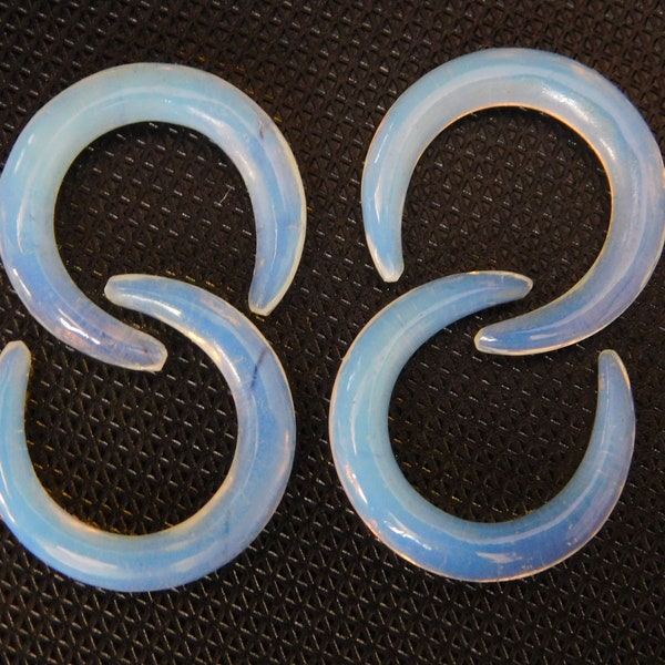 Opalite Crescent Hangers Pinchers, Septum, Tusk, Handmde Gauges, Nose Size 3MM. to 10MM. and Custom Size Available