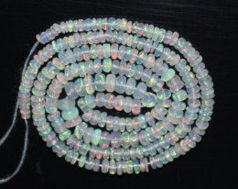 Opal Has Beautiful Fiery Rred  Golden Yellow  Green Blue Colour  Crystal And White Base 16 inches Natural Ethiopian Opal Beads Necklace