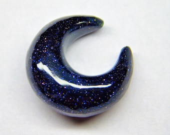 Dilatador de tabique con piedra solar azul: joyería corporal hecha a mano