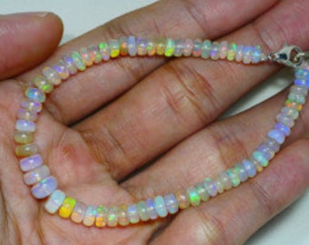 Ethiopian Opal Bead Bracelet: Multi-Fire Gemstone Jewelry