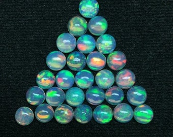 AAA + A Top Qualität Äthiopischer Opal Cabochon (2,50 mm Rund 50 Stück) Muster und Brilliant Multi Color Fire
