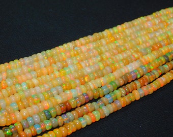 40 cm auffällige äthiopische Opal glatte Rondelle Bead Welo Opal Bead Opal Rondell Perlen Opal Plain Bead Red Fire Opal Perlen